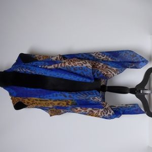 Accents by Lavello Chiffon Convertible Vest Multicolor Leopard Print One…